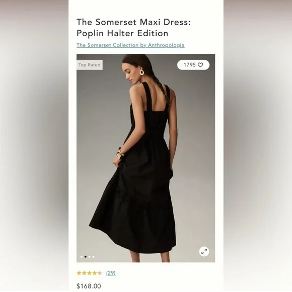 Somerset Maxi Dress: Poplin Halter Edition Anthropologie NWT Black Maxi Dress - Picture 2 of 8
